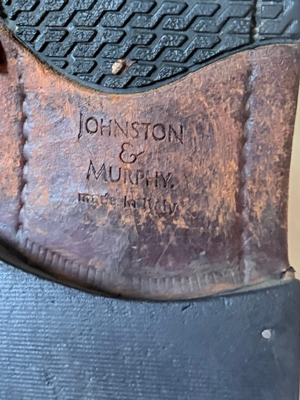 Johnston & Murphy Mens 10 M Two Tone Leather Wingtip Oxford Dress Shoes Italy